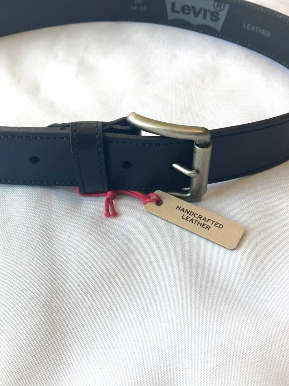 Levi's Mens Casual Leather Belt Antique Nickel Buckle M 34-36 Black NWT